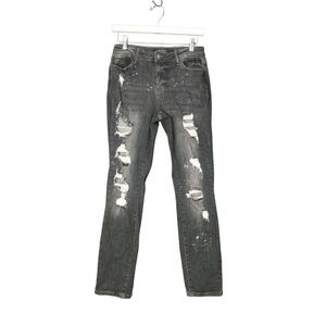 Judy‎ Blue Distressed Boyfriend Jeans Black Wash Ripped Womens Size 7/28 *27x28